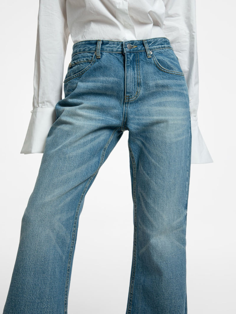 Paper Moon - Korean Women Fashion - #romanticstyle - Classic Flared Denim Blue Jeans - 3