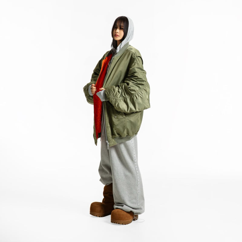 Paper Moon - Korean Women Fashion - #romanticstyle - Super Oversized Two Way Zipper MA-1 Bomber Jacket - 2