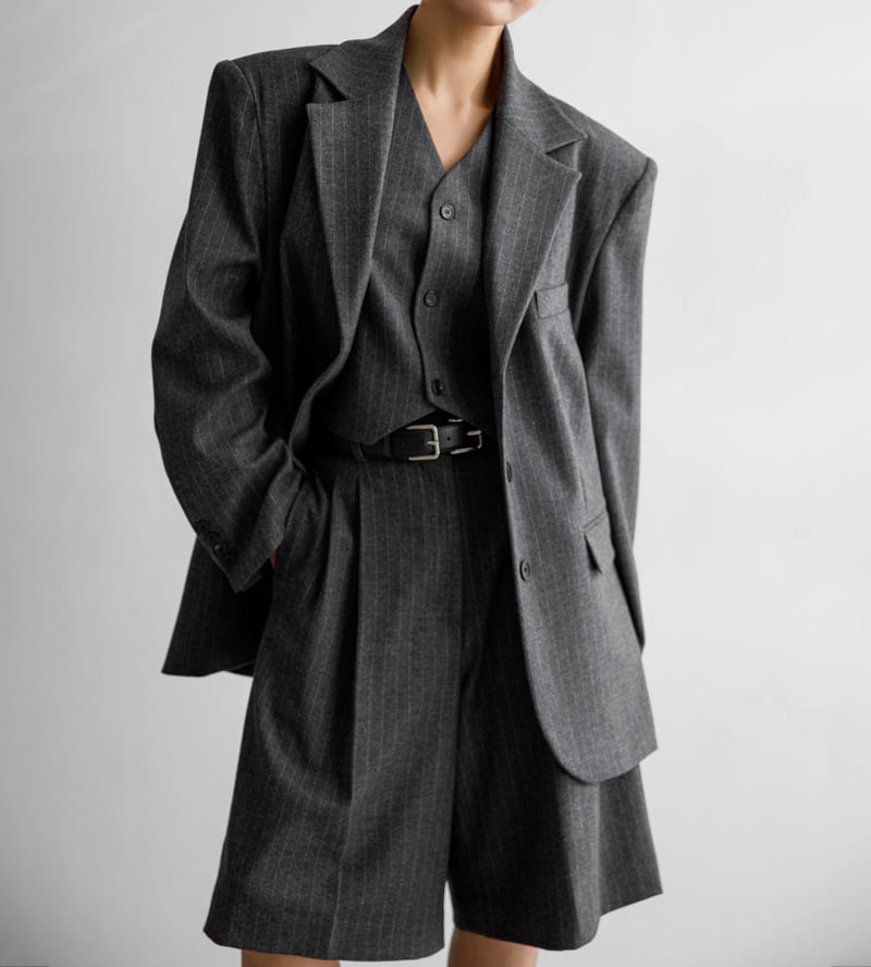 Paper Moon - Korean Women Fashion - #romanticstyle - Flannel Wool Set-up Tailored Blazer - 8