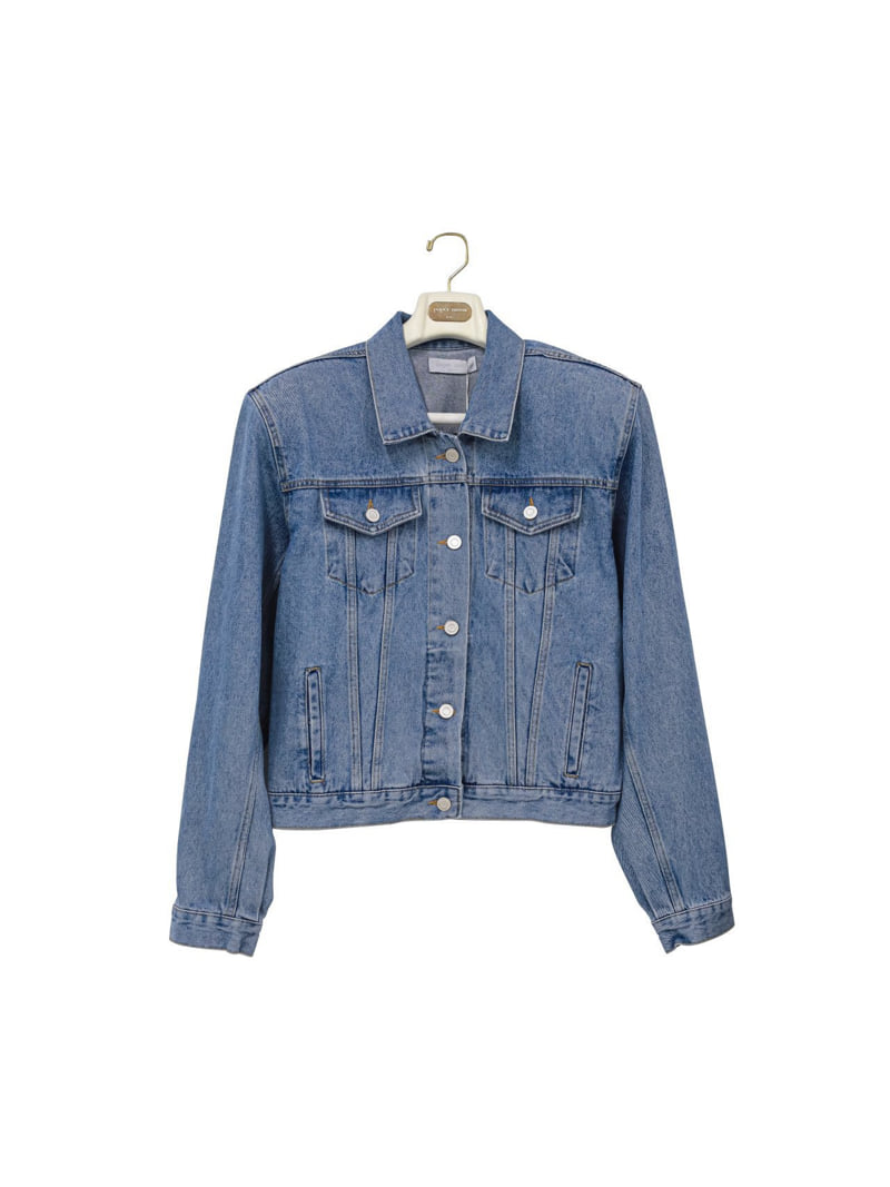 Paper Moon - Korean Women Fashion - #romanticstyle - Maxi Padded Shoulder Oversized Denim Jacket - 5