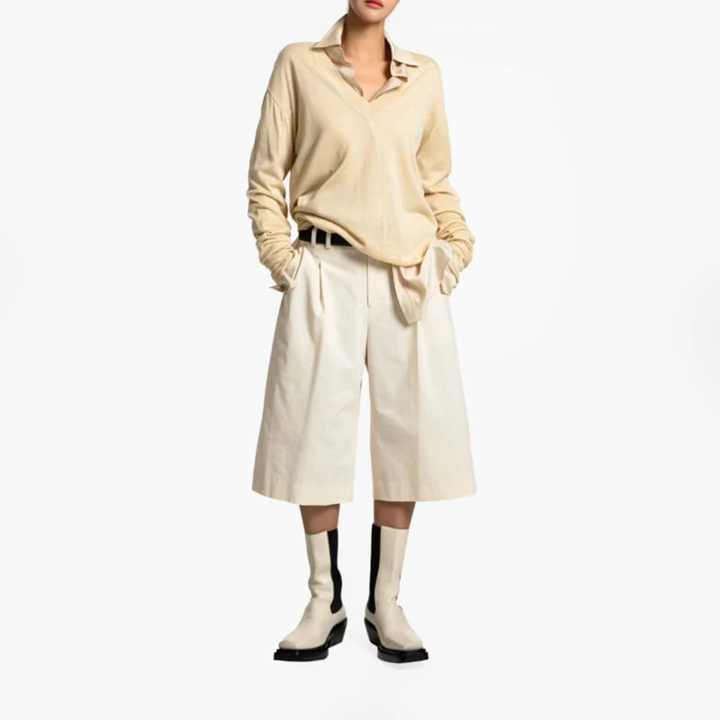 Paper Moon - Korean Women Fashion - #romanticstyle - Classic Wide Fit Bermuda Trouswers - 2