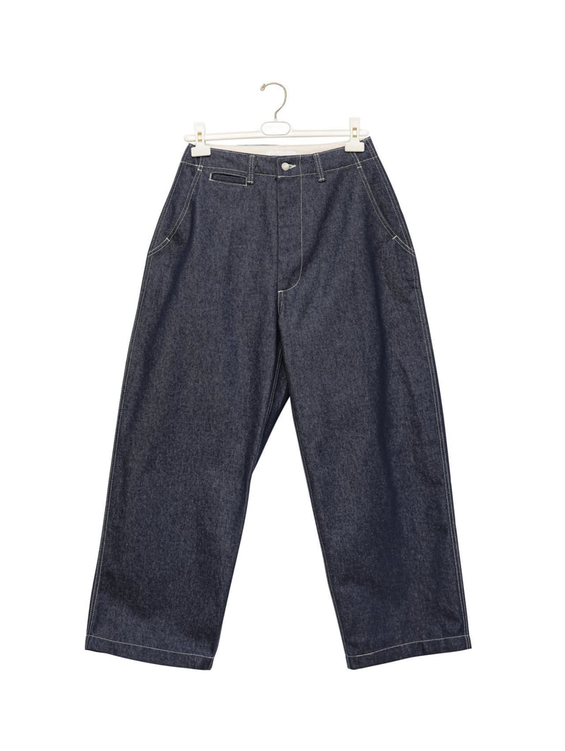 Paper Moon - Korean Women Fashion - #romanticstyle - Stitch Detail Wide Baggy Denim Pants - 5