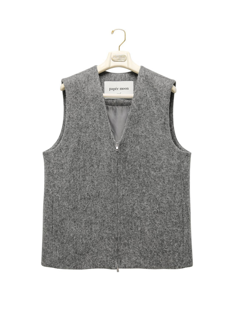 Paper Moon - Korean Women Fashion - #restrostyle - Alpaca Wool Zip-up Vest - 4