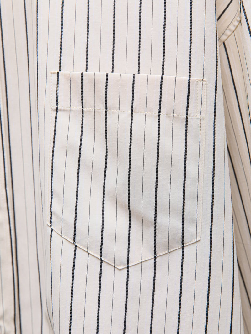 Paper Moon - Korean Women Fashion - #shopsmall - Oversized Striped Pattern Pocket Button Down Shirt - 8