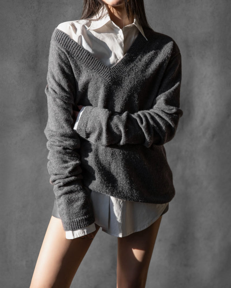 Paper Moon - Korean Women Fashion - #shopsmall - Alpaca Wool Deep V-neck Knit Top - 6