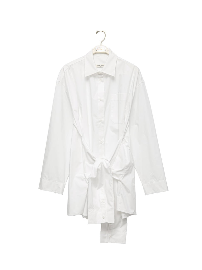Paper Moon - Korean Women Fashion - #shopsmall - Oversized Knot Sleeved Detail Button Down Shirt Dress - 5