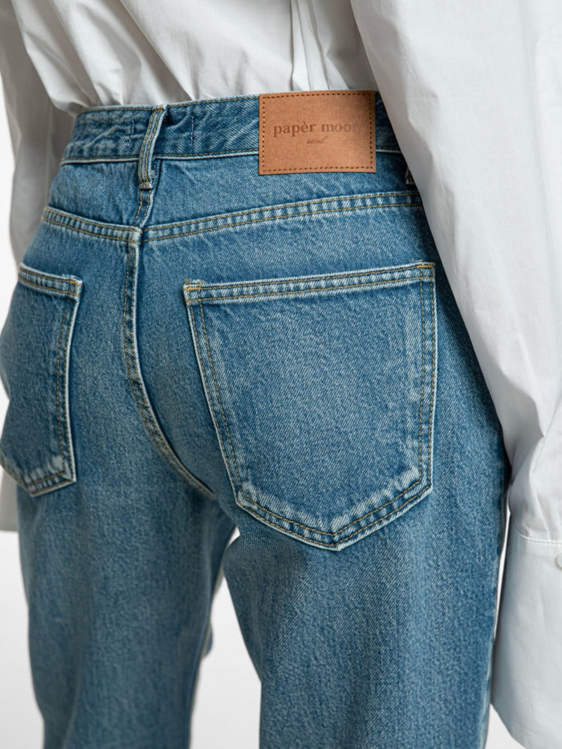 Paper Moon - Korean Women Fashion - #romanticstyle - Classic Flared Denim Blue Jeans - 4