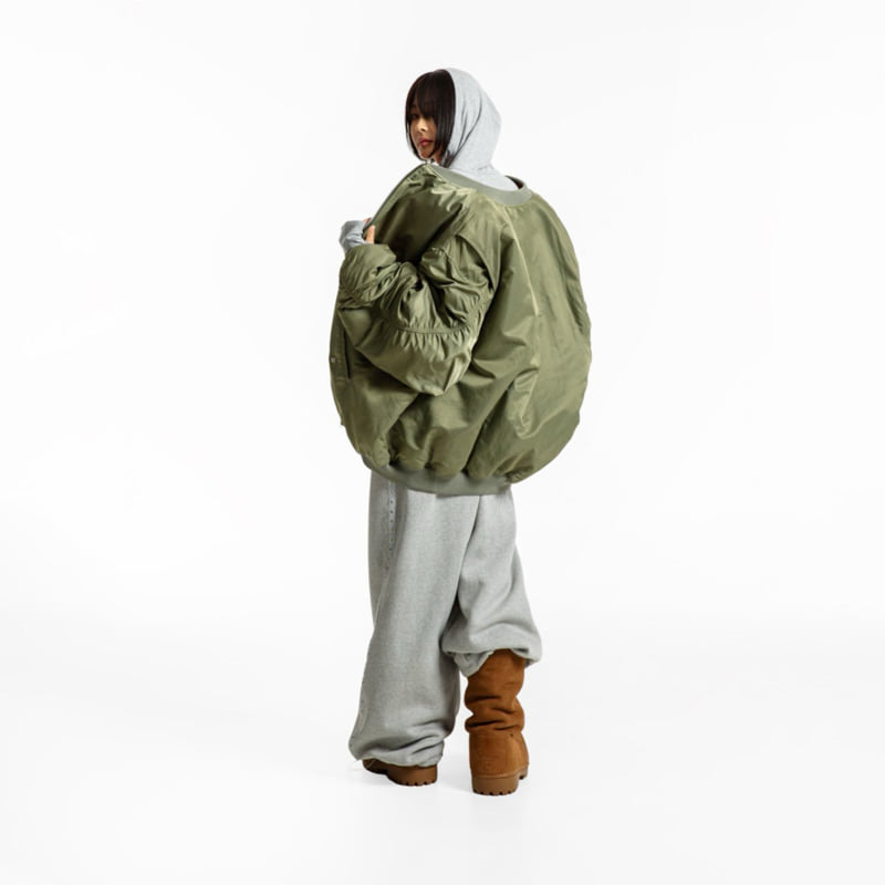 Paper Moon - Korean Women Fashion - #shopsmall - Super Oversized Two Way Zipper MA-1 Bomber Jacket - 3