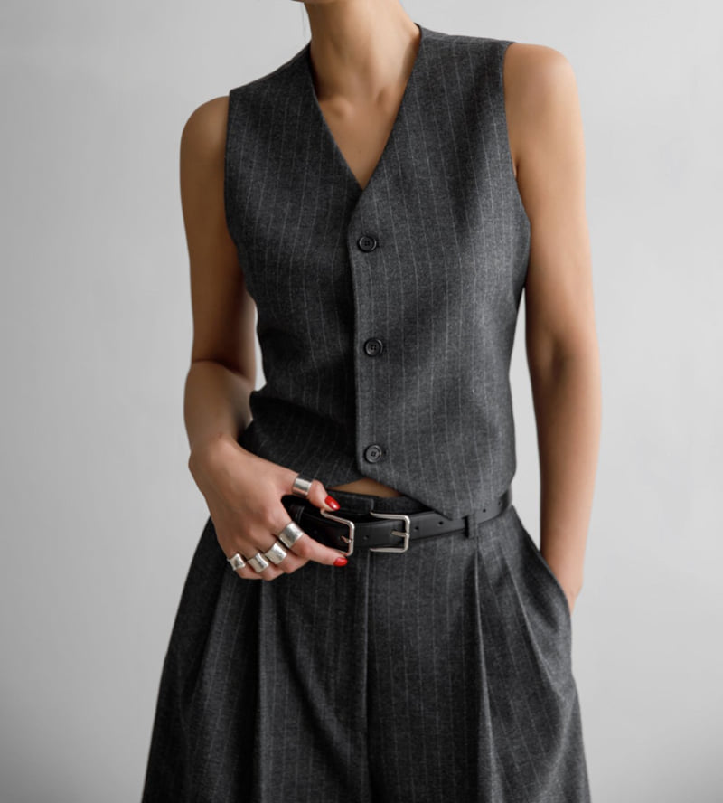 Paper Moon - Korean Women Fashion - #shopsmall - Flannel Wool Set-up Tailored Vest - 7