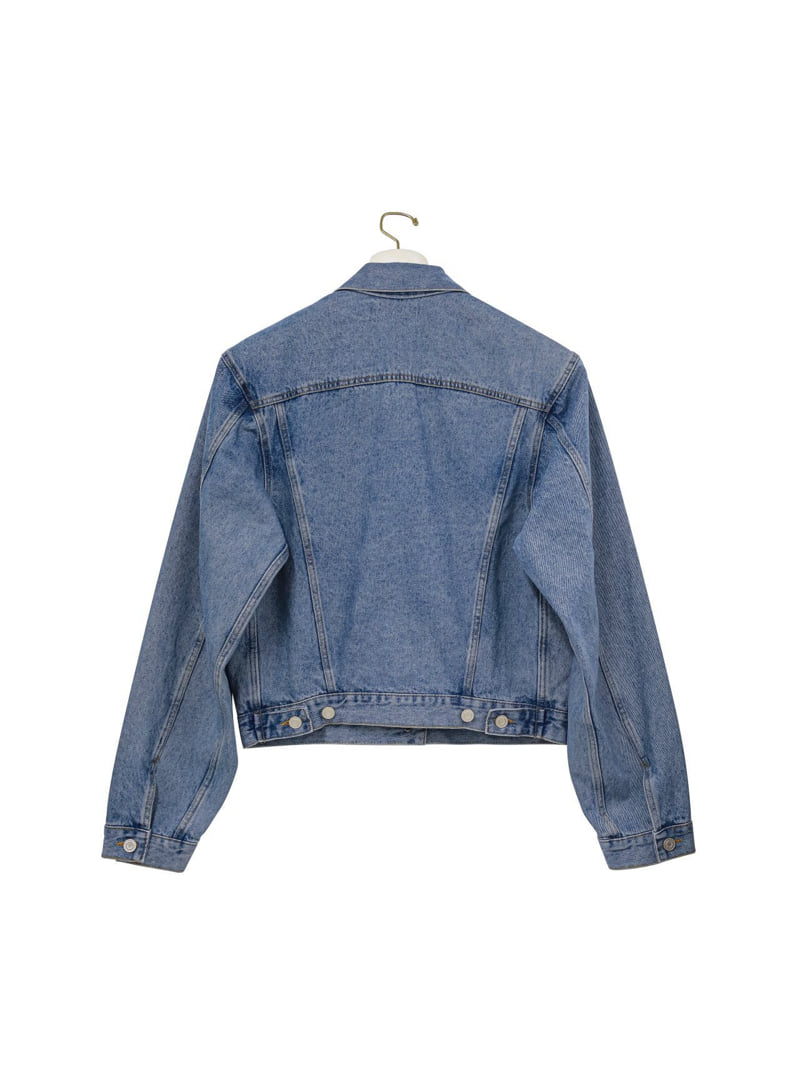Paper Moon - Korean Women Fashion - #shopsmall - Maxi Padded Shoulder Oversized Denim Jacket - 6