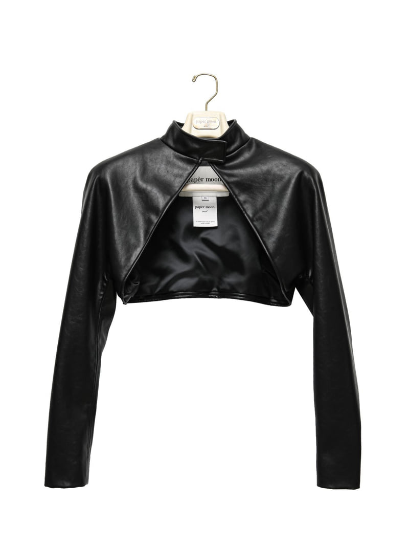 Paper Moon - Korean Women Fashion - #romanticstyle - Vegan Leather Cropped Bolero Jacket - 4