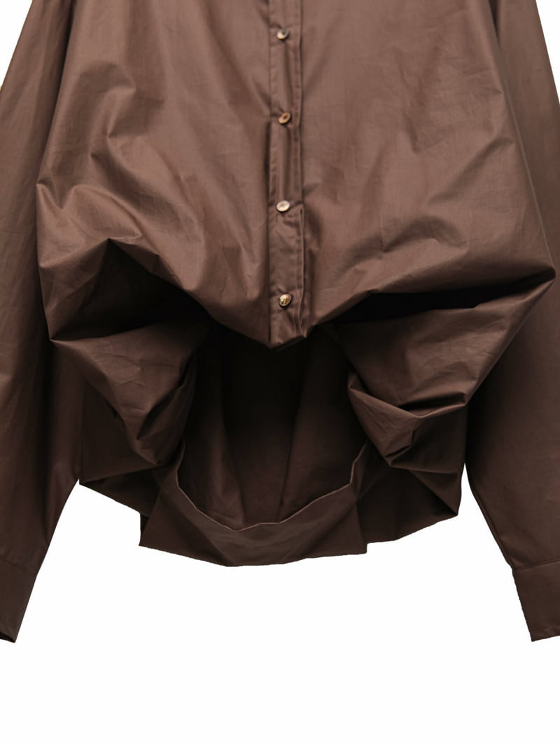 Paper Moon - Korean Women Fashion - #shopsmall - Balloon Fit Volume Cotton Button Down Shirt - 3