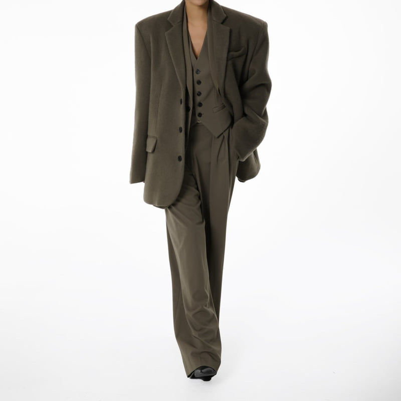 Paper Moon - Korean Women Fashion - #shopsmall - Low Waist Double Pleats Wide Trousers - 9