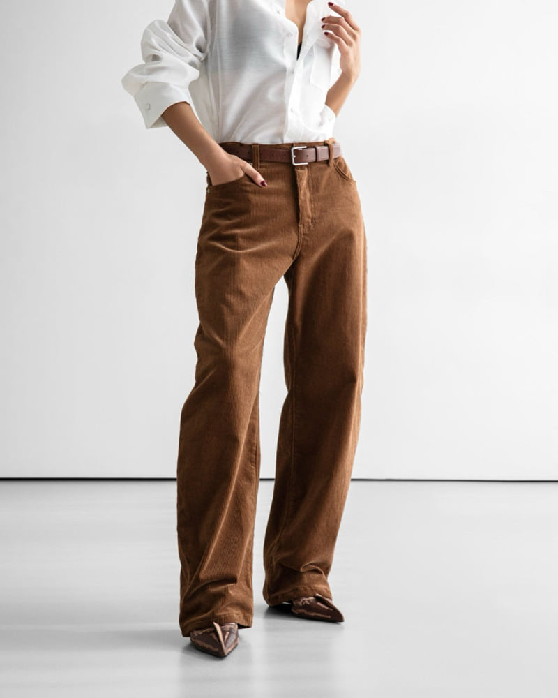Paper Moon - Korean Women Fashion - #shopsmall - Classic Corduroy Volume Pants - 3