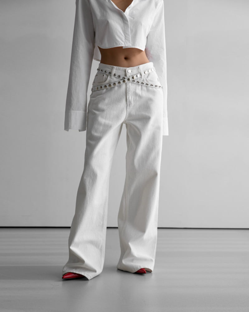 Paper Moon - Korean Women Fashion - #shopsmall - High Rise Wide Leg White Denim Jeans
