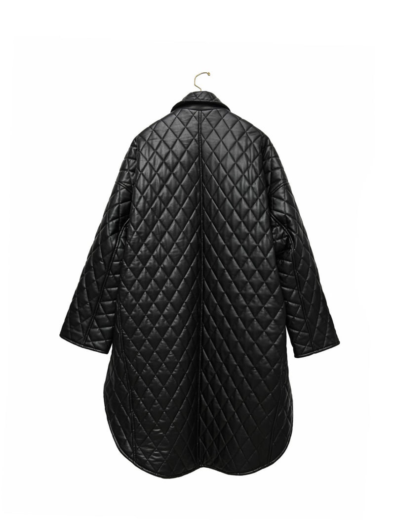 Paper Moon - Korean Women Fashion - #thatsdarling - Vegan Leather Quilting Padded Snap Button Coat - 9
