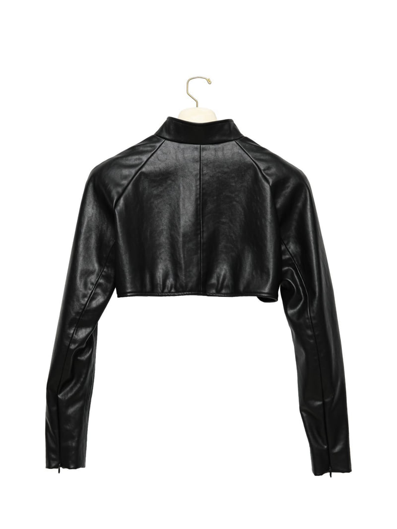 Paper Moon - Korean Women Fashion - #thatsdarling - Vegan Leather Cropped Bolero Jacket - 5