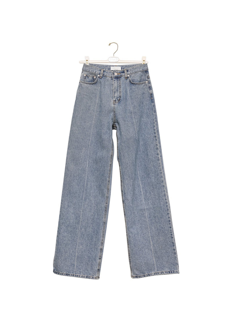 Paper Moon - Korean Women Fashion - #thelittlethings - Crease Line Point Denim Loosefit Pants - 7