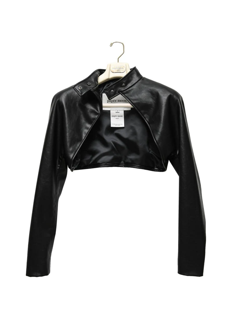 Paper Moon - Korean Women Fashion - #thelittlethings - Vegan Leather Cropped Bolero Jacket - 6