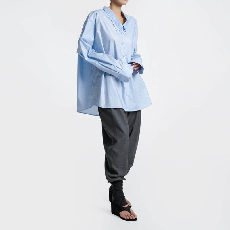 Paper Moon - Korean Women Fashion - #thelittlethings - Low Collar Point Paper Button Down Shirt