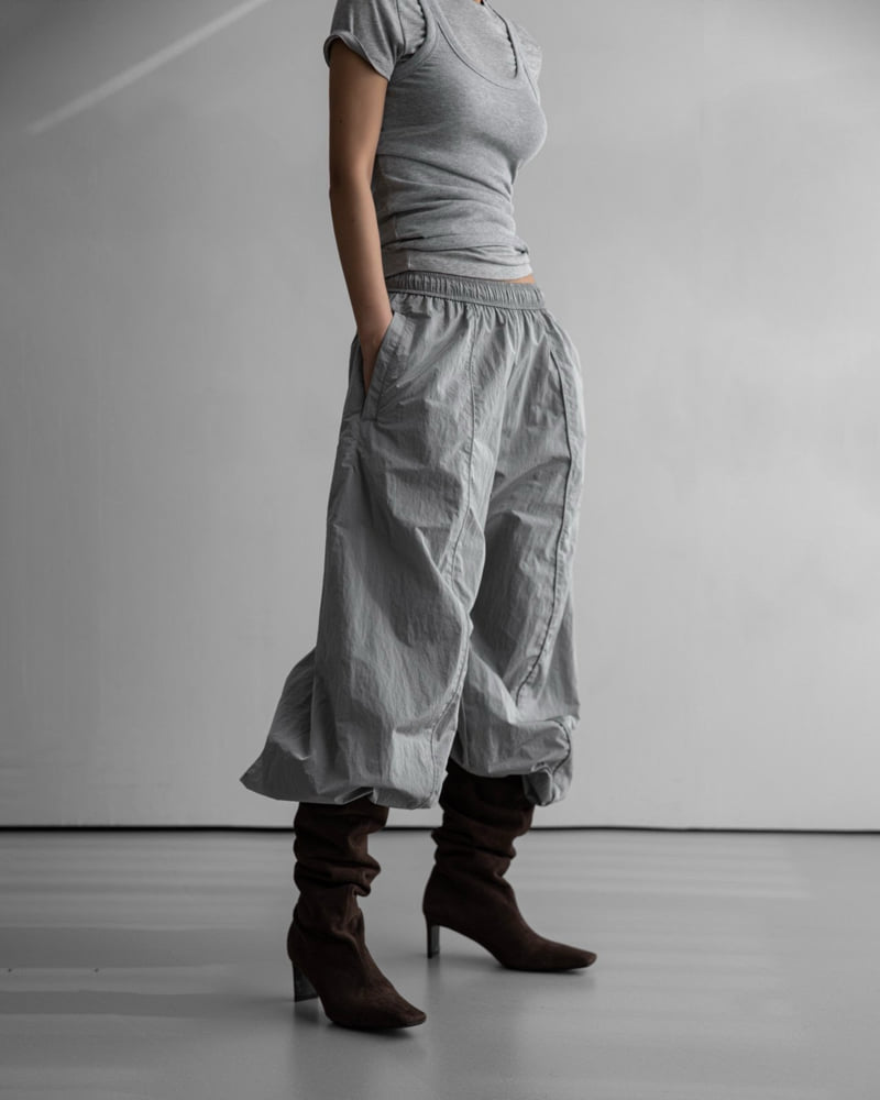 Paper Moon - Korean Women Fashion - #thatsdarling - Nylon Drawstring Wide Twist Pattern Trousers - 4