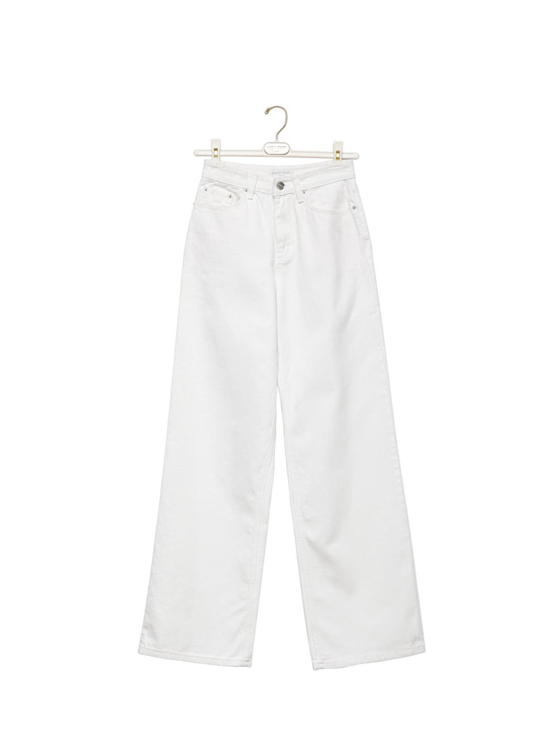 Paper Moon - Korean Women Fashion - #thelittlethings - High Rise Wide Leg White Denim Jeans - 3