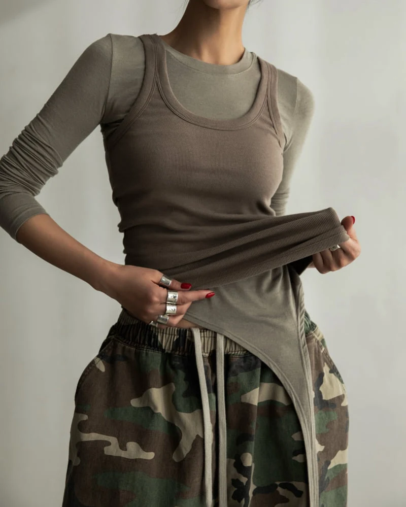 Paper Moon - Korean Women Fashion - #vintageinspired - Sleeveless Rib Jersey Tank Top - 11