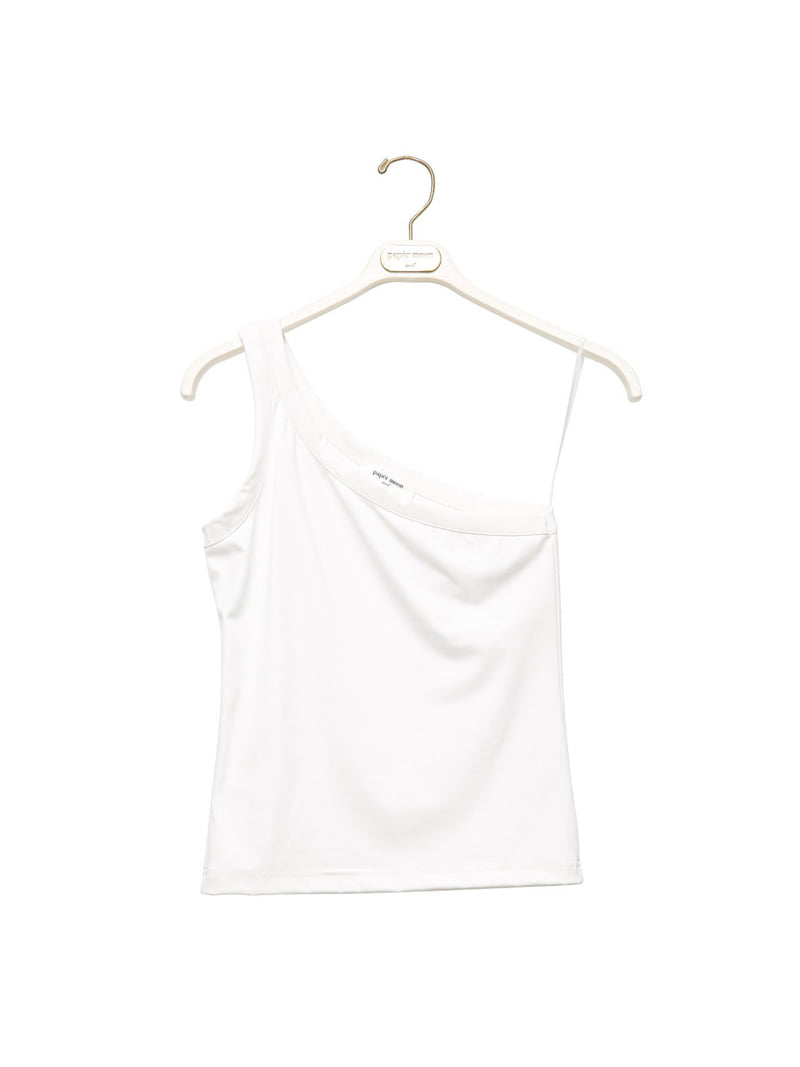 Paper Moon - Korean Women Fashion - #vintageinspired - One Diagonal Line Shoulder Tank Top - 7