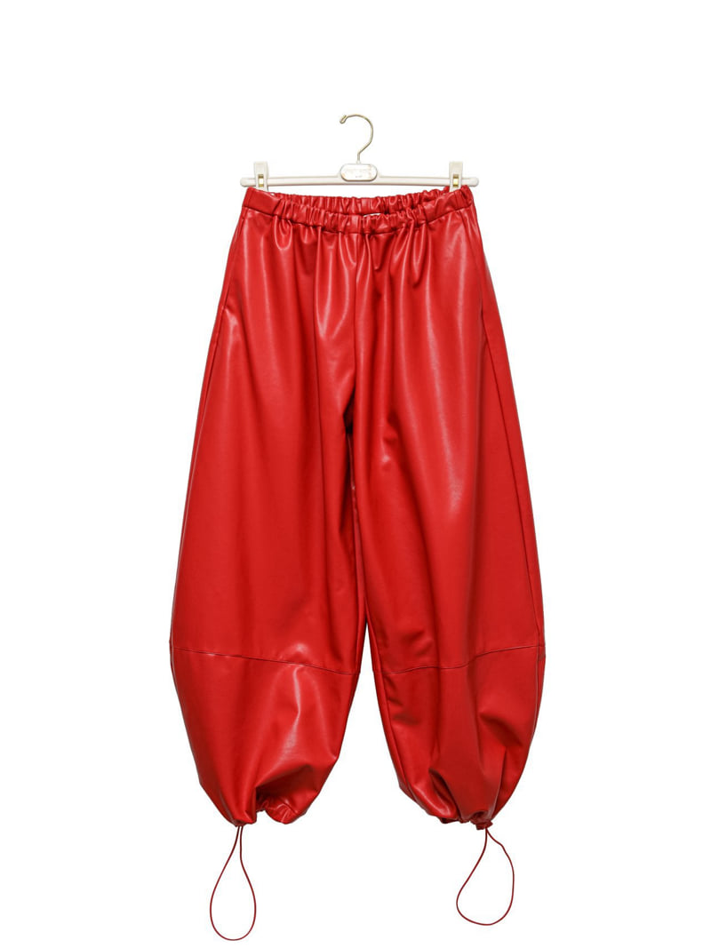 Paper Moon - Korean Women Fashion - #vintageinspired - Vegan Leather Volume Jogger Trousers - 5