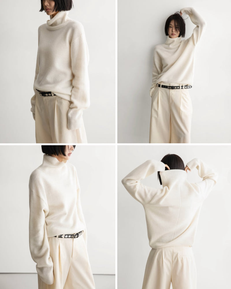 Paper Moon - Korean Women Fashion - #vintageinspired - Classic Cashmere Blending Wool High Neck Knit Top - 11