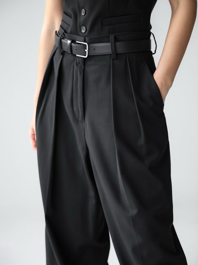Paper Moon - Korean Women Fashion - #womensfashion - Low Waist Double Pleats Wide Trousers - 4