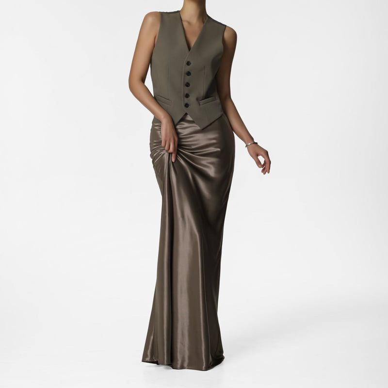 Paper Moon - Korean Women Fashion - #vintageinspired - Five Button Down Tailored Suit Vest - 2