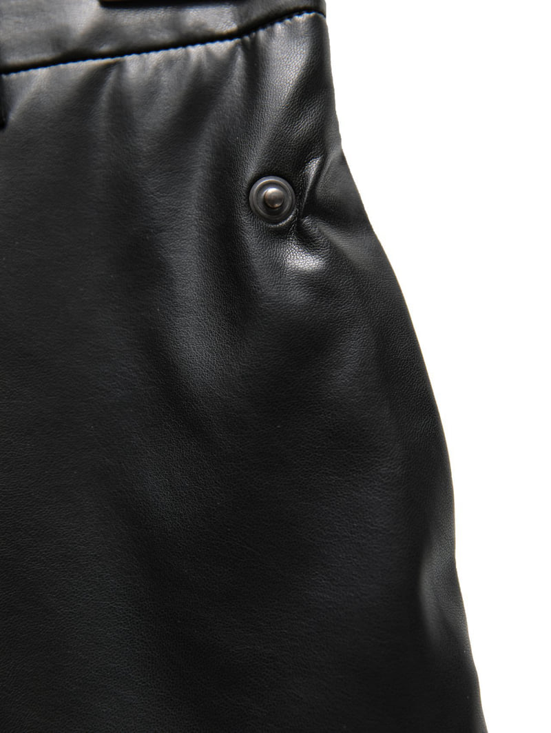 Paper Moon - Korean Women Fashion - #vintagekidsstyle - Vegan Leather Wrap Mini Skirt Detail Shorts - 7