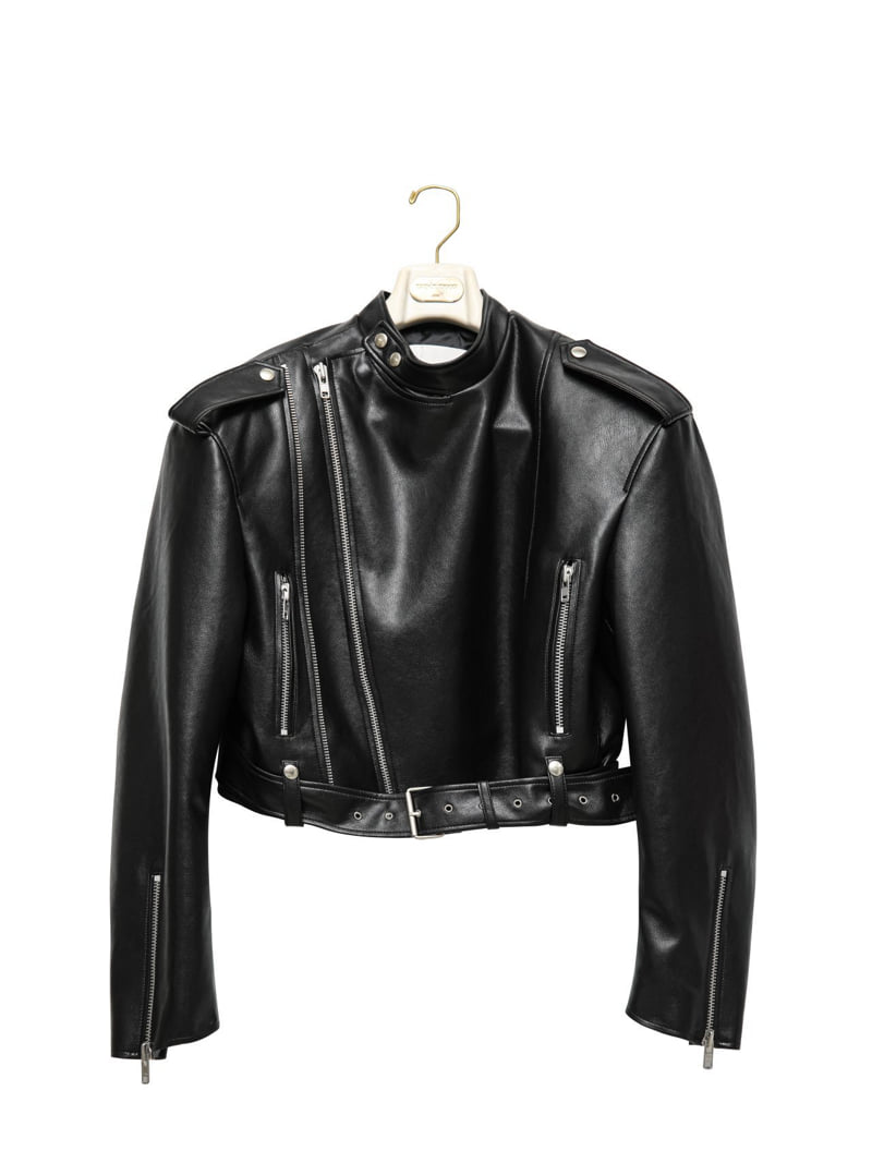 Paper Moon - Korean Women Fashion - #vintagekidsstyle - Double Zipped Detail Buckle Belted Biker Jacket - 5