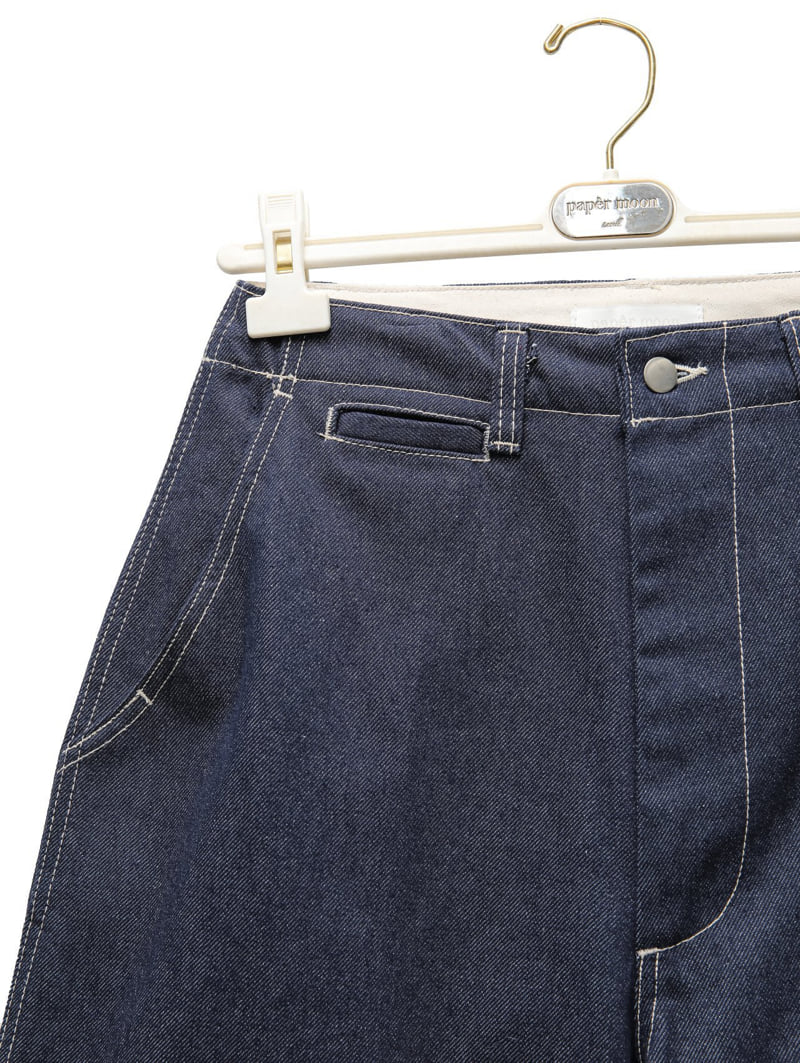 Paper Moon - Korean Women Fashion - #vintagekidsstyle - Stitch Detail Wide Baggy Denim Pants - 9