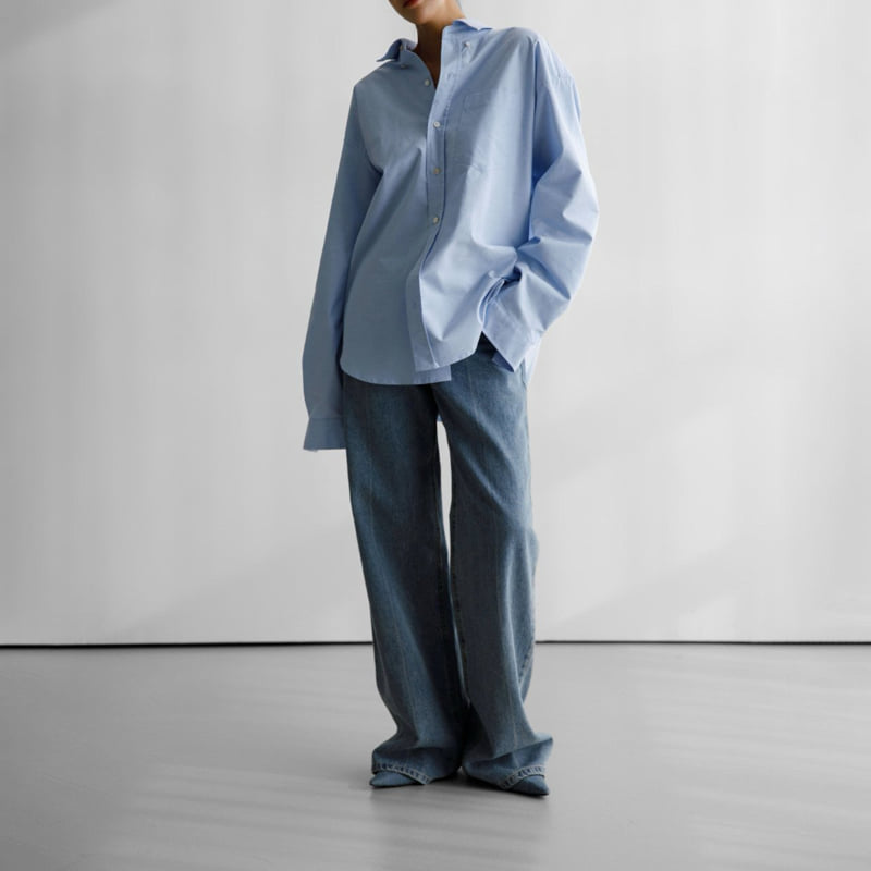 Paper Moon - Korean Women Fashion - #vintagekidsstyle - Crease Line Point Denim Loosefit Pants