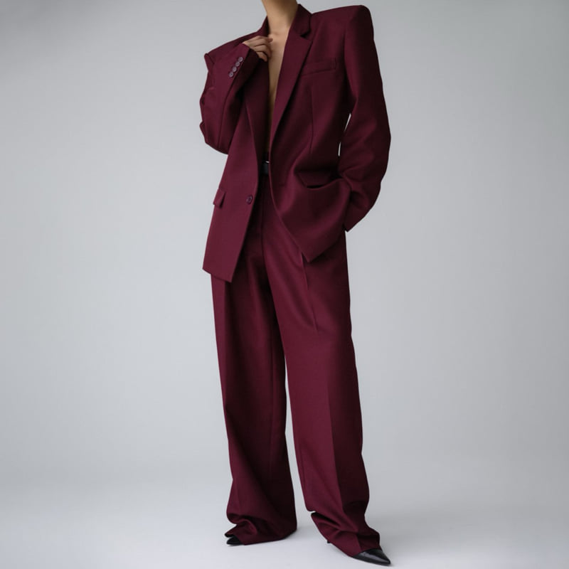 Paper Moon - Korean Women Fashion - #vintagekidsstyle - Twill Texture Low Waist Double Pleats Wide Trousers - 9