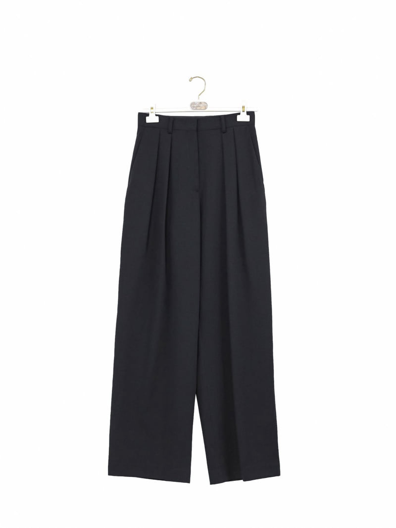 Paper Moon - Korean Women Fashion - #vintagekidsstyle - Low Waist Double Pleats Wide Trousers - 5