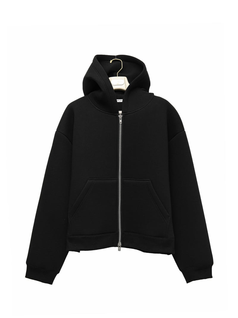 Paper Moon - Korean Women Fashion - #momslook - Oversized Neoprene Two Way Full Zipped Hoodie - 4