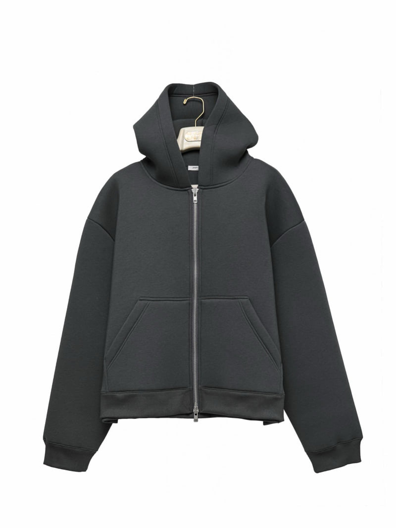 Paper Moon - Korean Women Fashion - #womensfashion - Oversized Neoprene Two Way Full Zipped Hoodie - 6