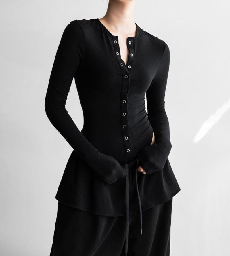 Paper Moon - Korean Women Fashion - #womensfashion - Ring Snap Button Detail Bodysuit - 2