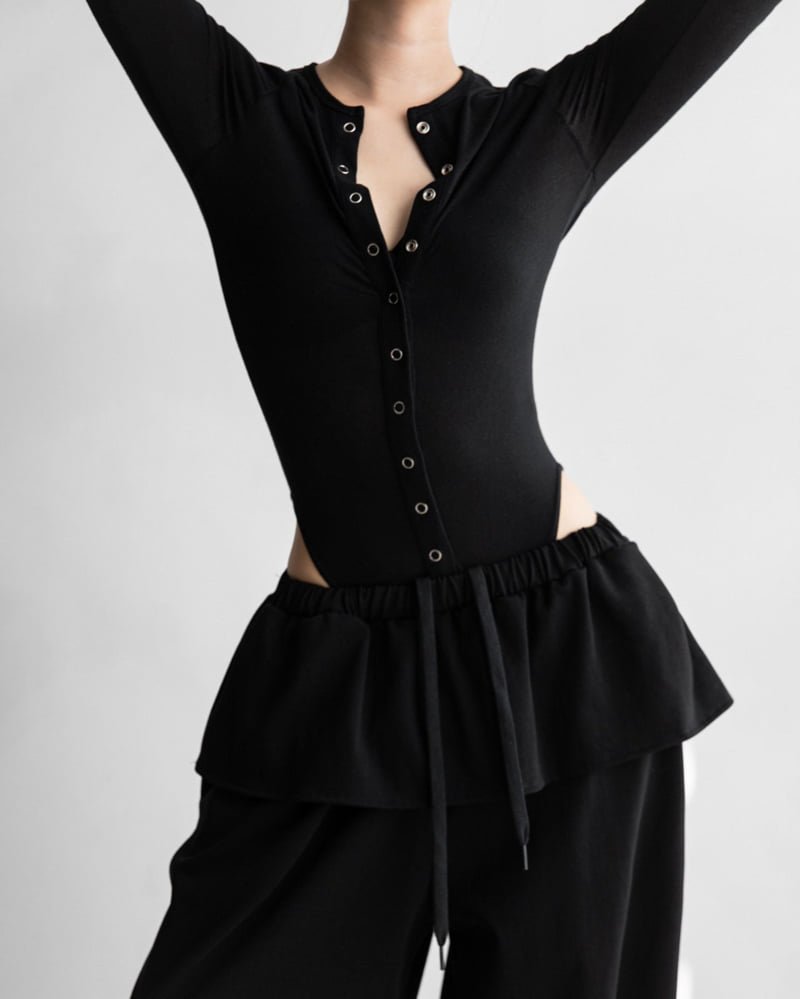 Paper Moon - Korean Women Fashion - #momslook - Ring Snap Button Detail Bodysuit - 4