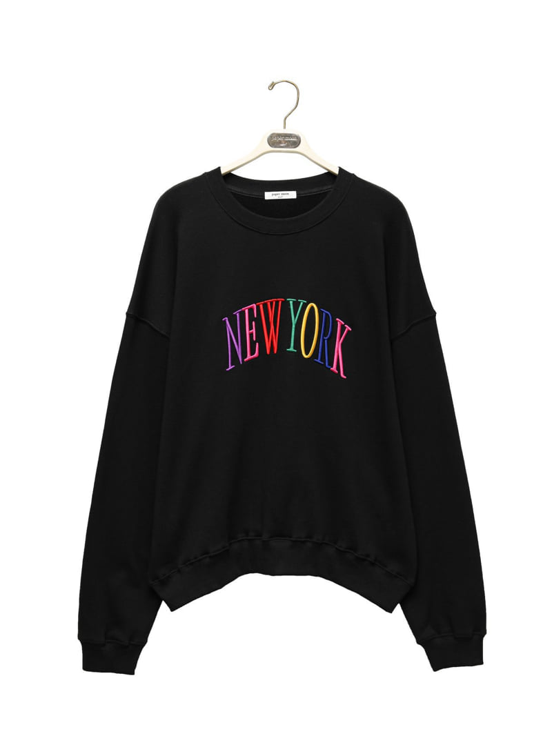 Paper Moon - Korean Women Fashion - #womensfashion - Oversized Rainbow New York Stitch Detail Sweatshirts - 5