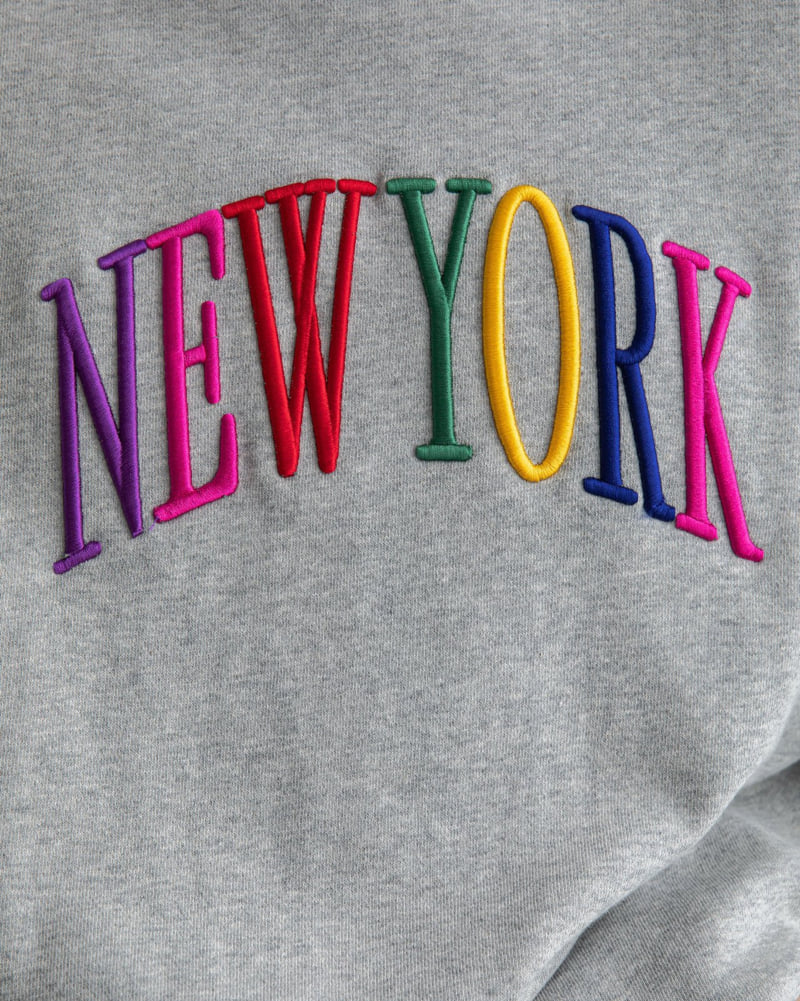 Paper Moon - Korean Women Fashion - #womensfashion - Oversized Rainbow New York Stitch Detail Sweatshirts - 9