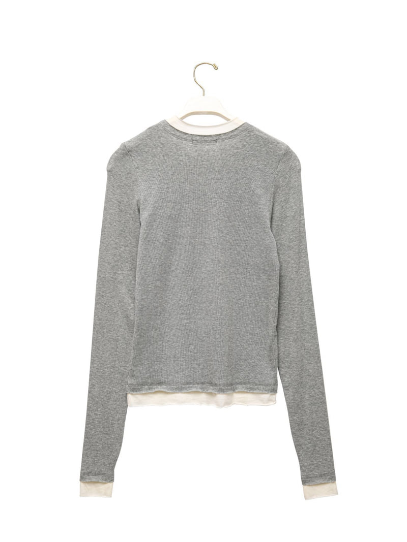 Paper Moon - Korean Women Fashion - #momslook - Layered Detail Ribbed Long Sleeved Tee - 4