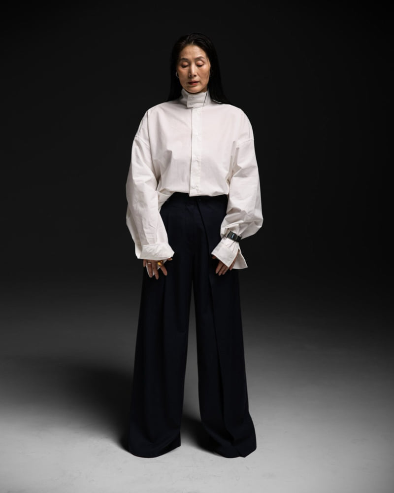 Paper Moon - Korean Women Fashion - #womensfashion - Oversized Cotton Baracuta Neck Button Down Shirt - 3