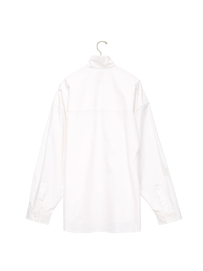 Paper Moon - Korean Women Fashion - #womensfashion - Oversized Cotton Baracuta Neck Button Down Shirt - 5