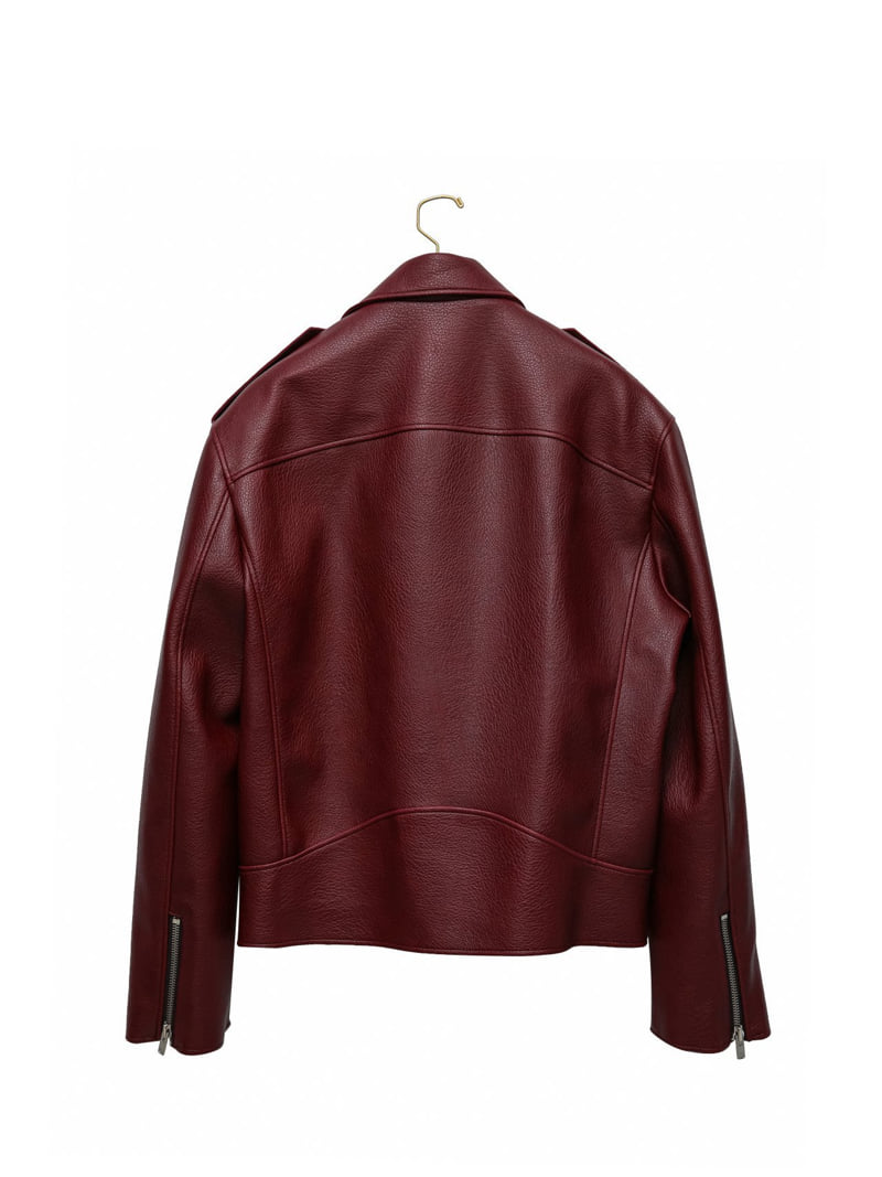 Paper Moon - Korean Women Fashion - #womensfashion - Oversized Chunky Zpped Vegan Leather Biker Jacket - 2