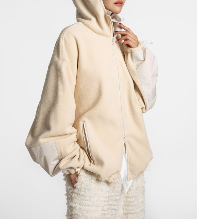 Paper Moon - Korean Women Fashion - #womensfashion - Classic Fleece Fabric Combi Hoodie Zipped-up Jacket - 11