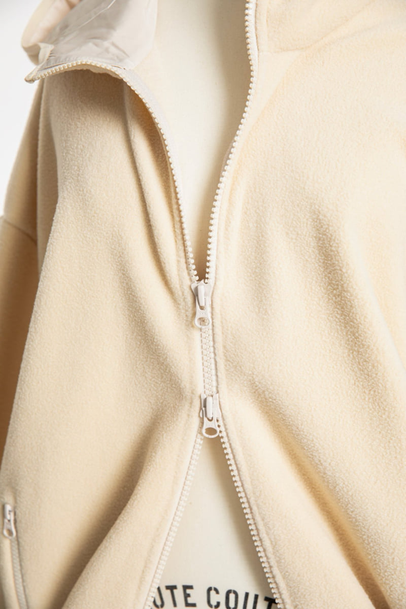 Paper Moon - Korean Women Fashion - #womensfashion - Classic Fleece Fabric Combi Hoodie Zipped-up Jacket - 9